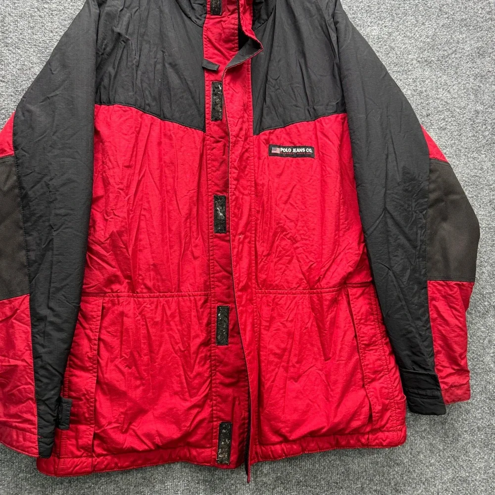 Polo Jeans Co Ralph Lauren Jacket Mens‎ L Red Heavyweight Fleece Lined Outdoor